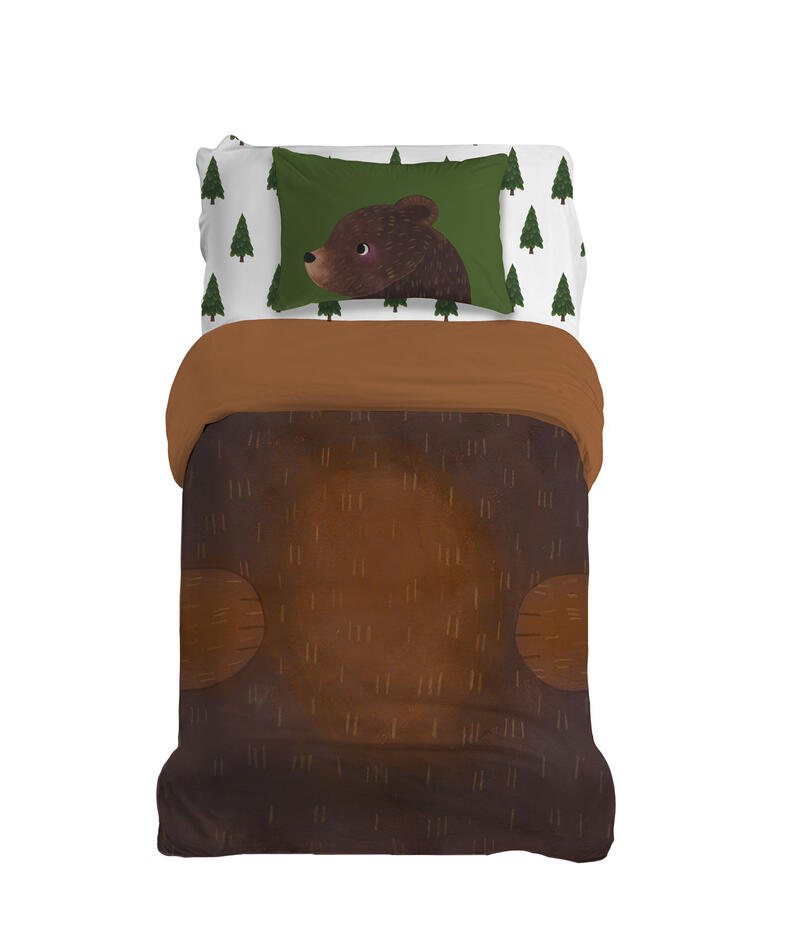 Grizzly Bear Sheet Set Mockup (Gouache, Digital)