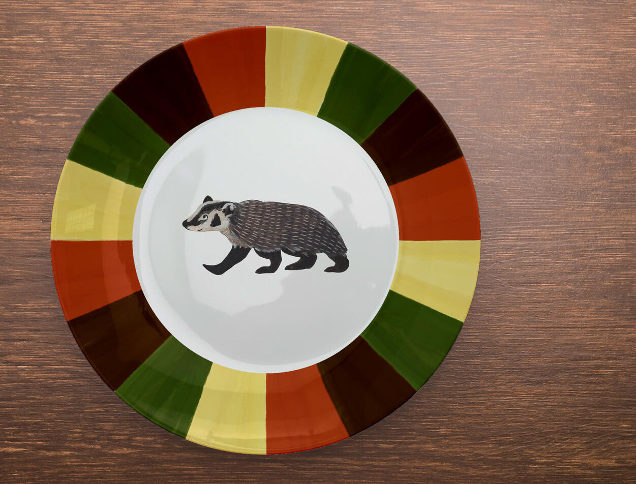 Badger Plate Mockup (Gouache, Digital)